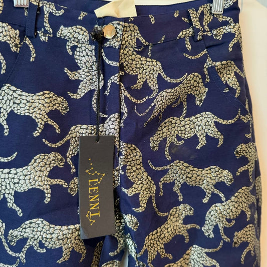 Lenni size xs wildcat metallic pants - dark navy - trousers bottom women’s apparel