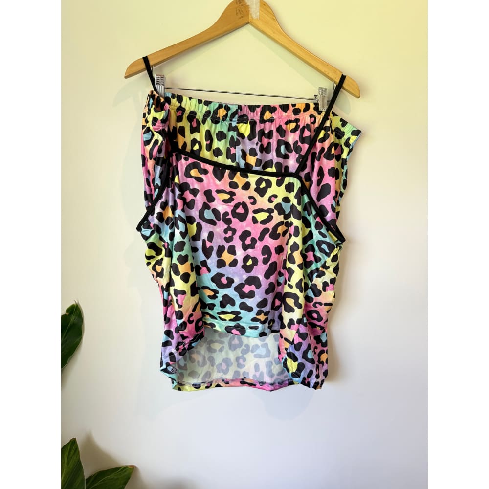 Multi-coloured size 5xl leopard print two-piece lounge set - sleepwear & loungewear top womenās apparel
