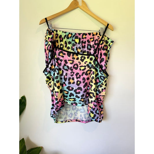 Multi-coloured size 5xl leopard print two-piece lounge set - sleepwear & loungewear top women’s apparel