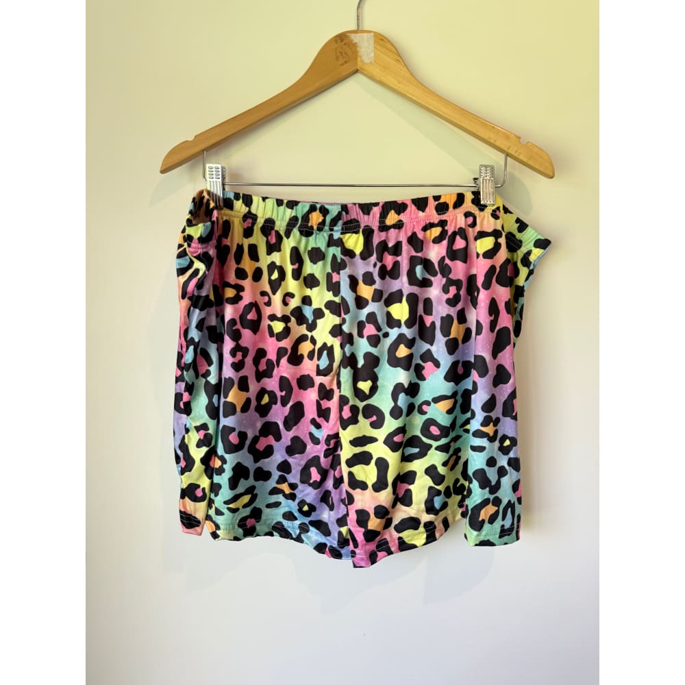 Multi-coloured size 5xl leopard print two-piece lounge set - sleepwear & loungewear top womenās apparel