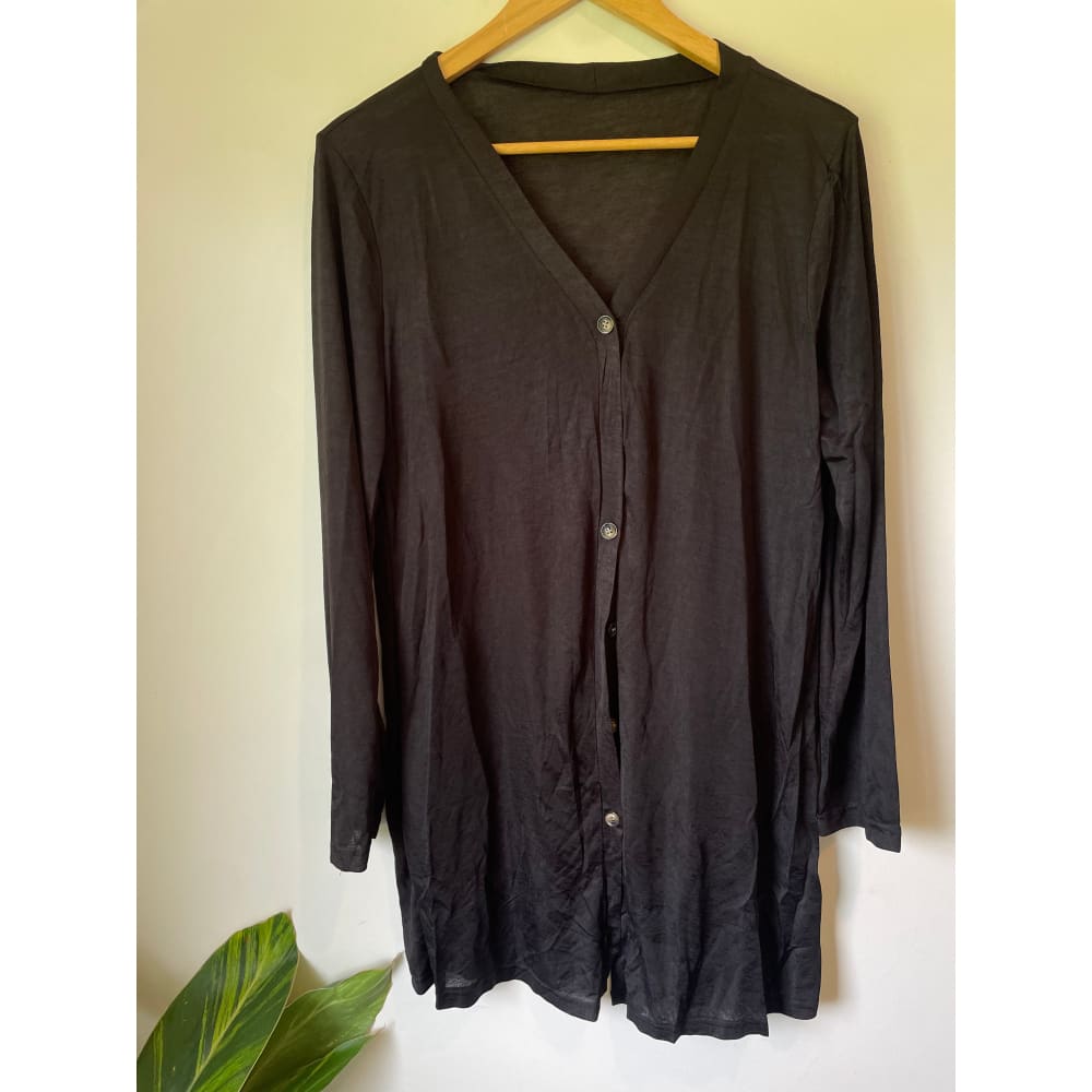 Size l button up longline cardigan - shirts cardigan - clothing & fashion - long sleeve women’s apparel