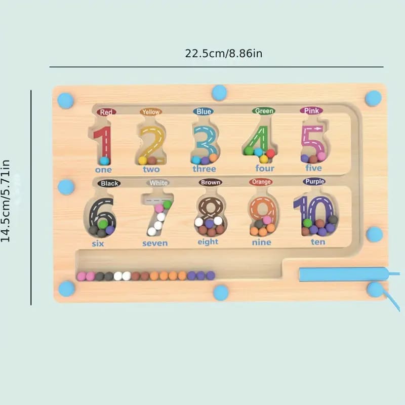 Magnetic color & number maze toy - educational wooden counting & sorting activity board - educational toys educational