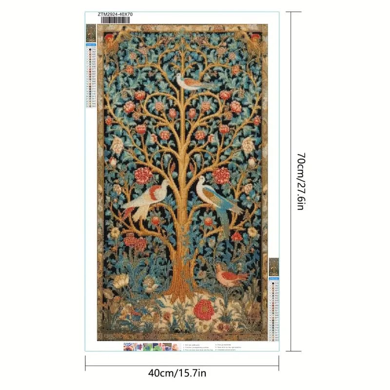 Large 40x70cm tree with birds diamond painting kit - drawing & painting kits crafts
