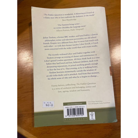 The finkler question - howard jacobson - print books book - condition: used - fiction - literature printed media