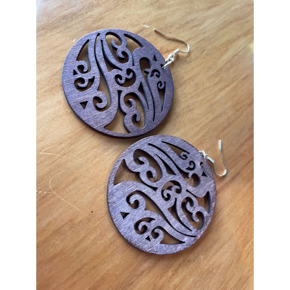 Wooden koru design earrings – brand new – lightweight māori-inspired jewellery - earrings earrings fashion accessories