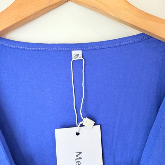 Meet.curve size 3xl women’s cobalt blue lace-up sleeveless tunic - dresses top women’s apparel