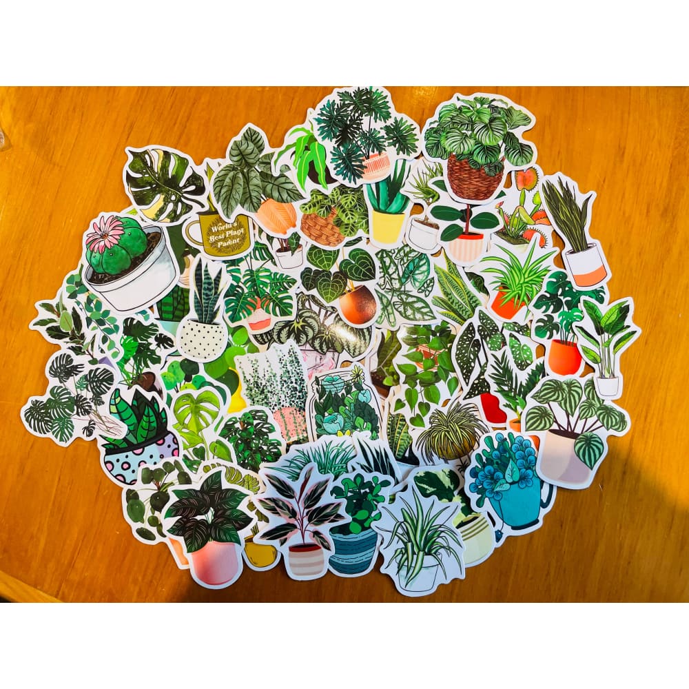 50x plant-themed decals - decorative stickers stationery - stickers crafts