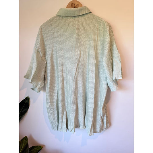 Shein curve size 3xl mint green crinkled shirt - shirts top women’s apparel