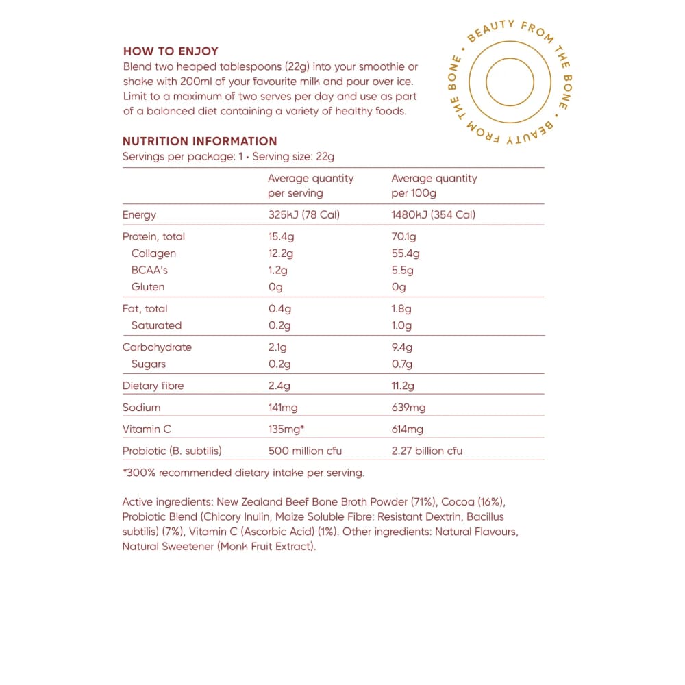 Mother’s beauty blend chocolate delight – single serve - powdered beverage mixes health and wellness