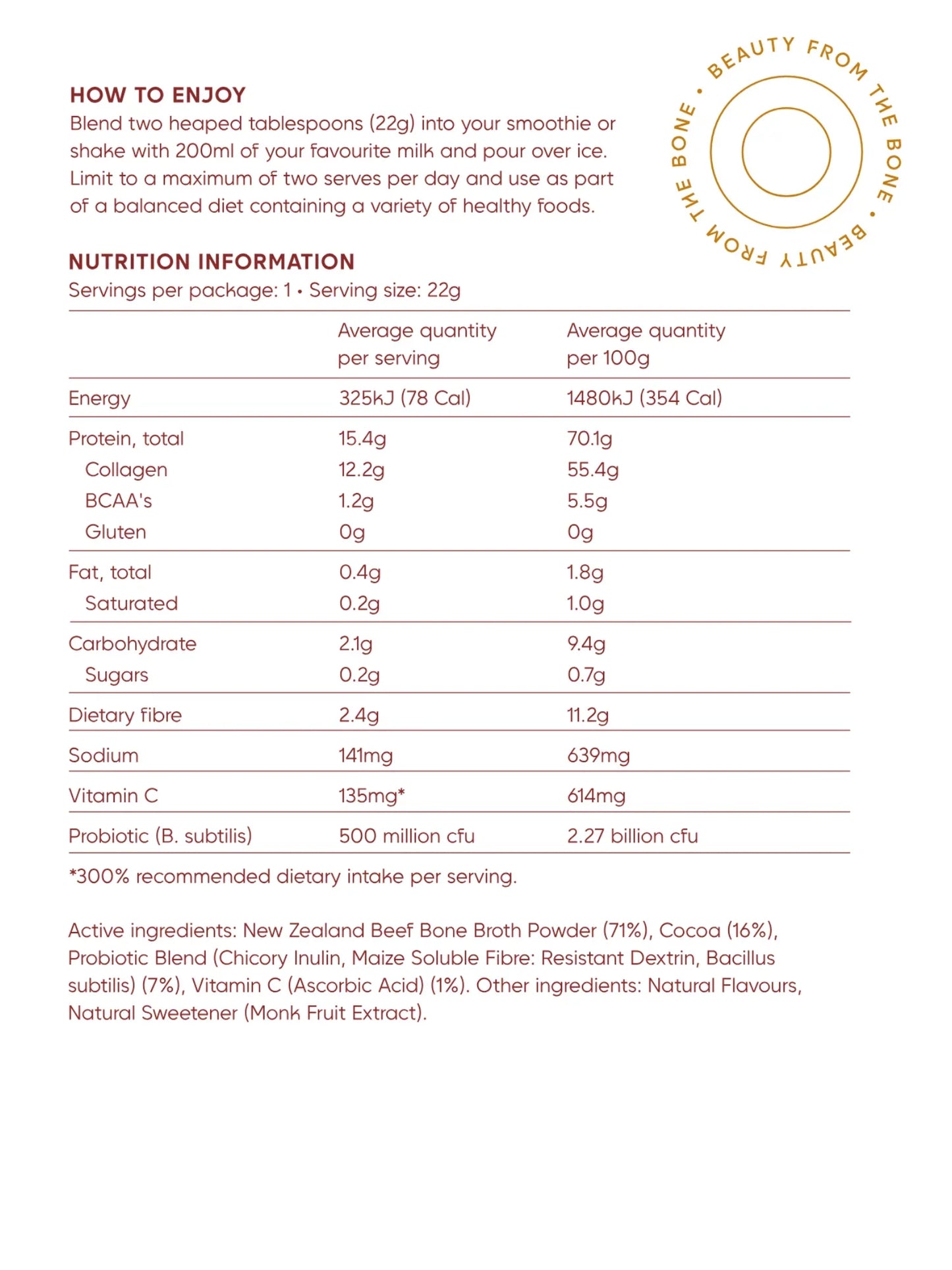 Mother’s beauty blend chocolate delight – single serve - powdered beverage mixes health and wellness