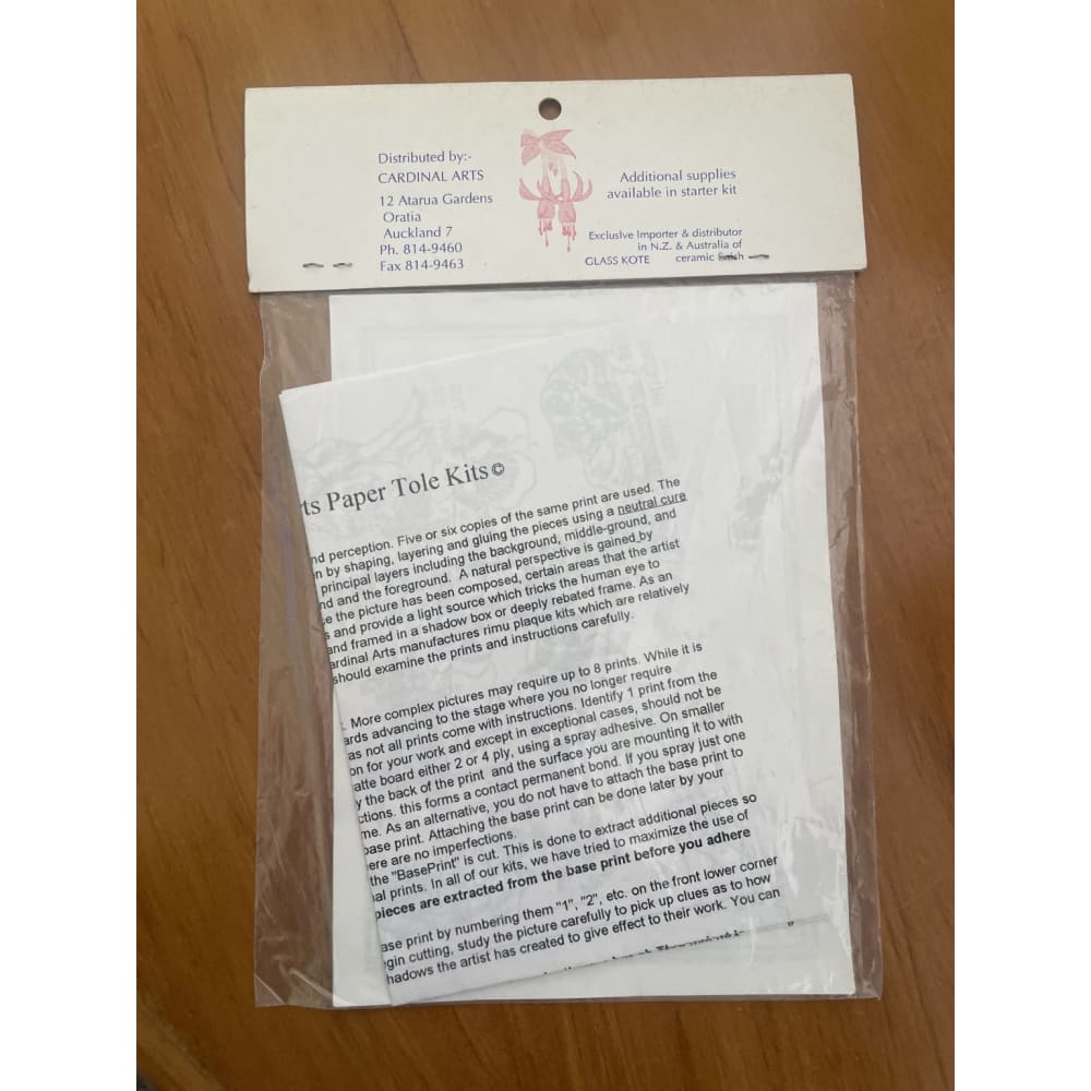 Full instructions - paper tole art by cardinal arts - ivyleaf violet - needlecraft kits crafts - cross-stitch crafts