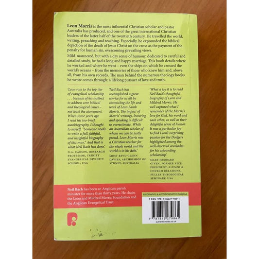 Leon morris: one man’s fight for love and truth - neil bach - print books biography - book - condition: used printed