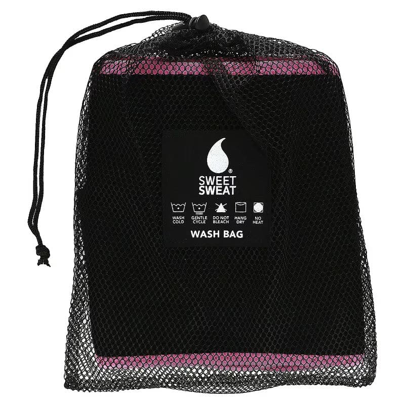 Sweet sweat® waist trimmer medium black & pink 1 belt + wash bag - activewear bag - health and wellness - laundry