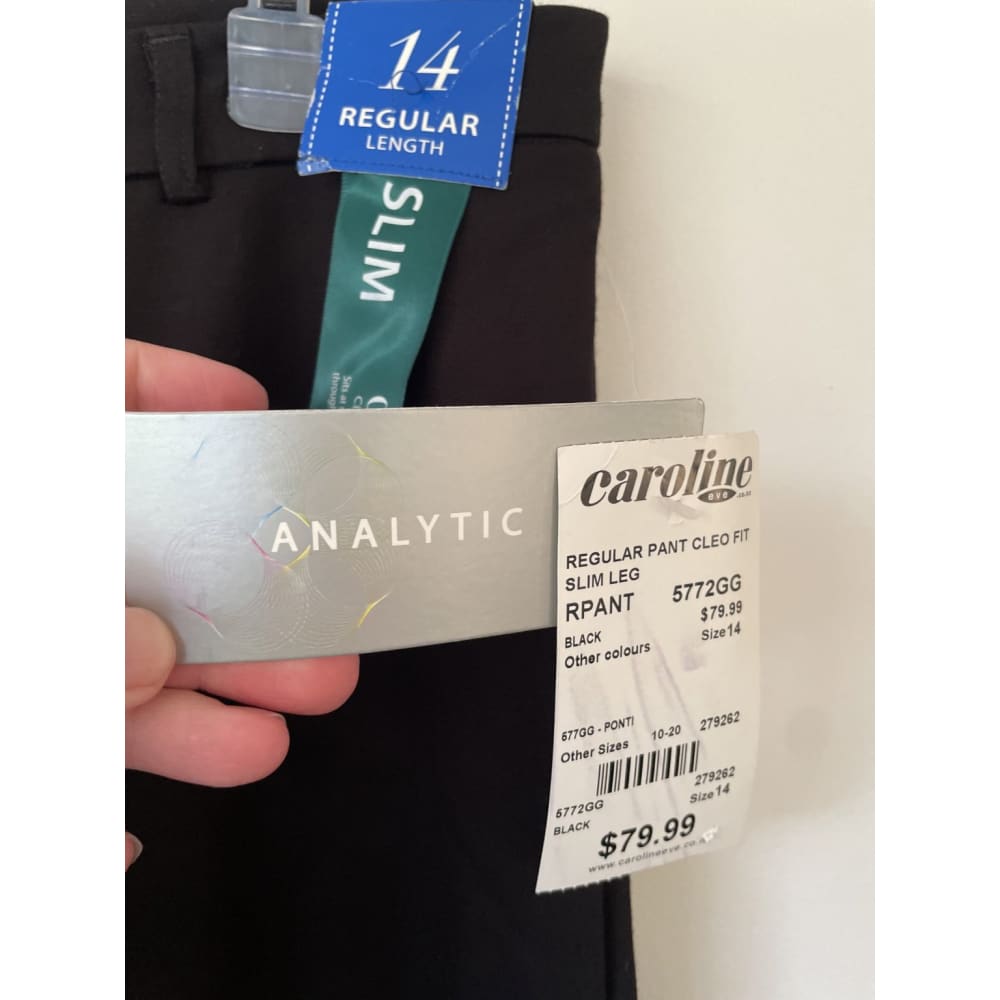 Bnwt analytic size 14 slim leg cleo fit regular pant rrp $79.99 - pants clothing & fashion - pants women’s apparel