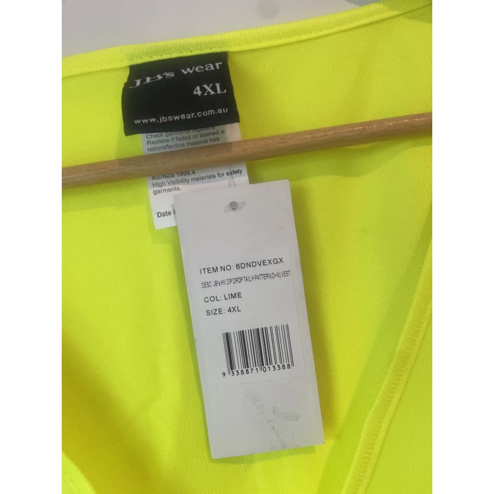 Jb’s wear high vis zip drop tail d + n vest size 4xl - 4xl - bullet proof vests clothing & fashion - men - vest men’s