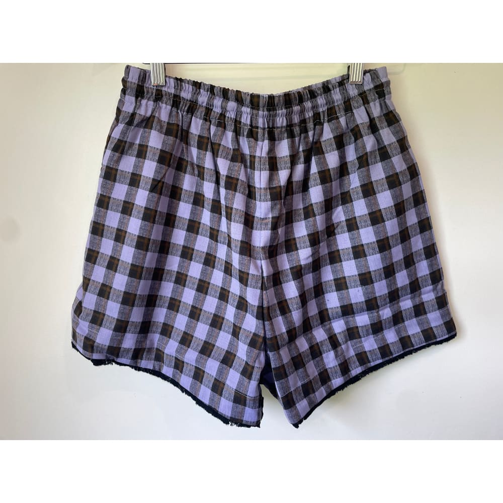 Et alia size xs frankie shorts in lilac check - shorts bottom - clothing & fashion - designer clearance - shorts