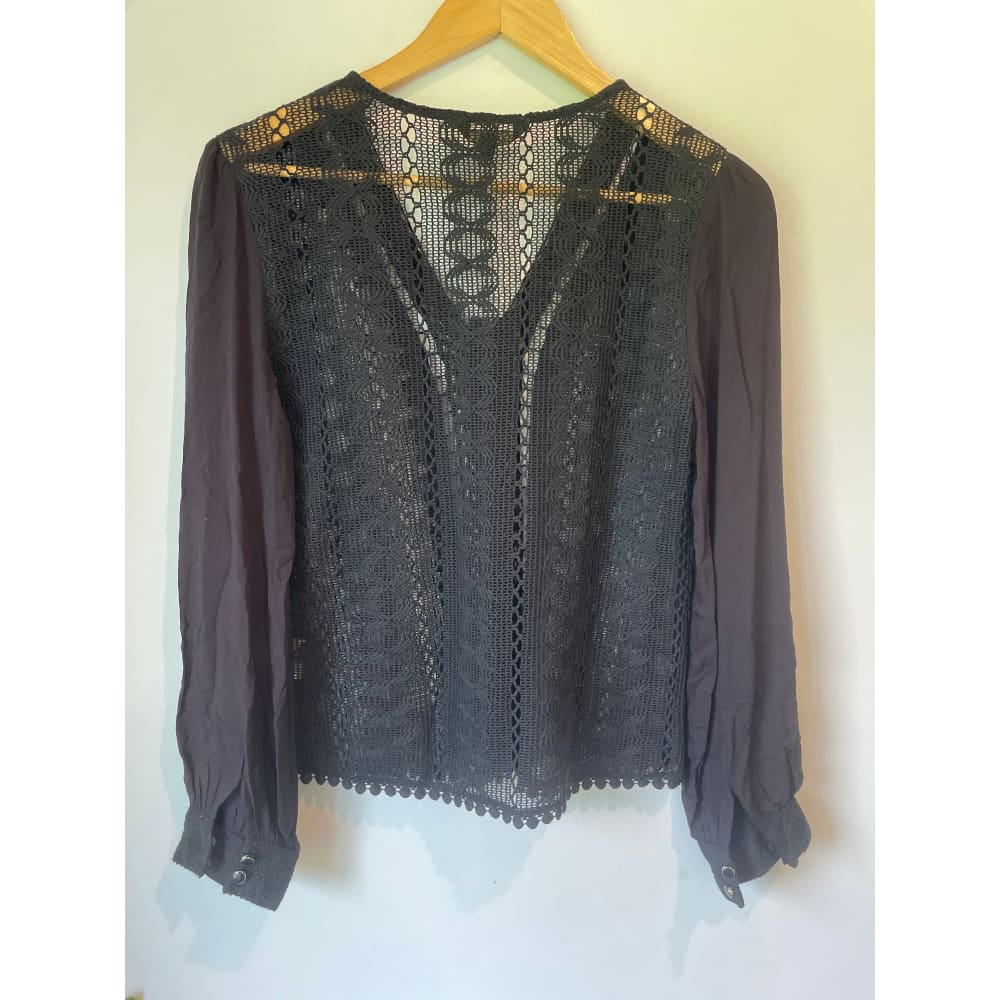 Zafina size 10 long sleeve cotton lace top - blouses blouse - clothing & fashion - designer clearance - top women’s