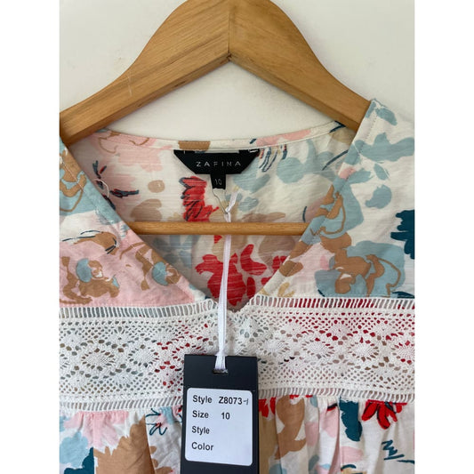 Zafina size 10 floral top - clothing tops blouse - clothing & fashion - designer clearance - top women’s apparel