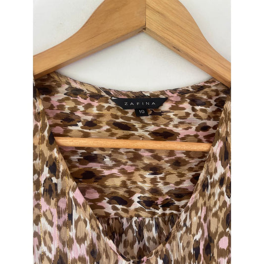 Zafina size 10 animal print top - clothing tops blouse - clothing & fashion - designer clearance - top women’s apparel