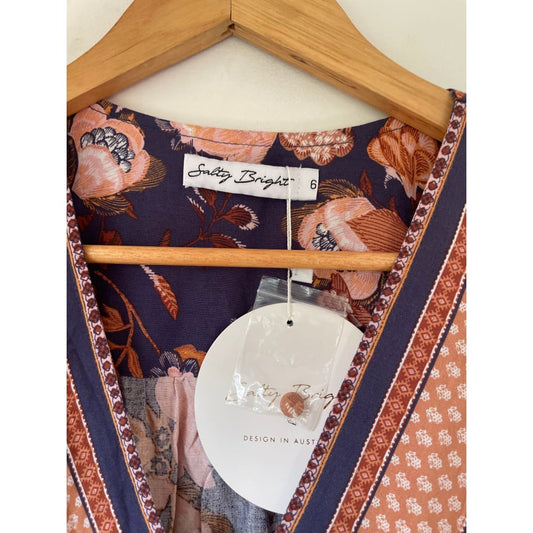 Salty bright size 6 rayon top - clothing tops blouse - clothing & fashion - designer clearance - top women’s apparel