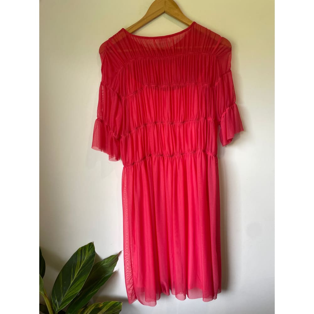 Et alia size xs sheer rouched dress with slip - dresses clothing & fashion - designer clearance - dresses women’s