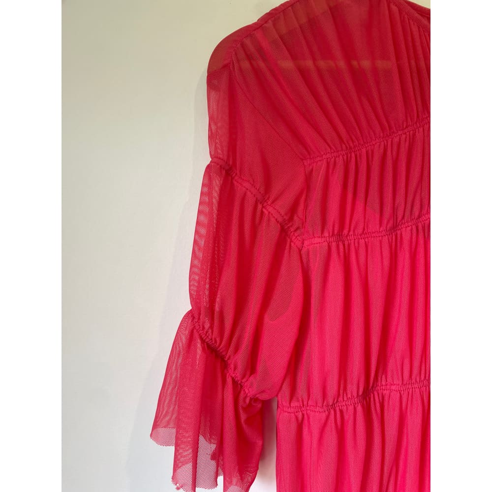 Et alia size xs sheer rouched dress with slip - dresses clothing & fashion - designer clearance - dresses women’s