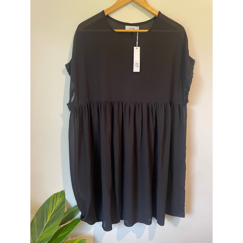 Et alia size xs fray sleeve sheer dress - dresses clothing & fashion - designer clearance - dresses women’s apparel
