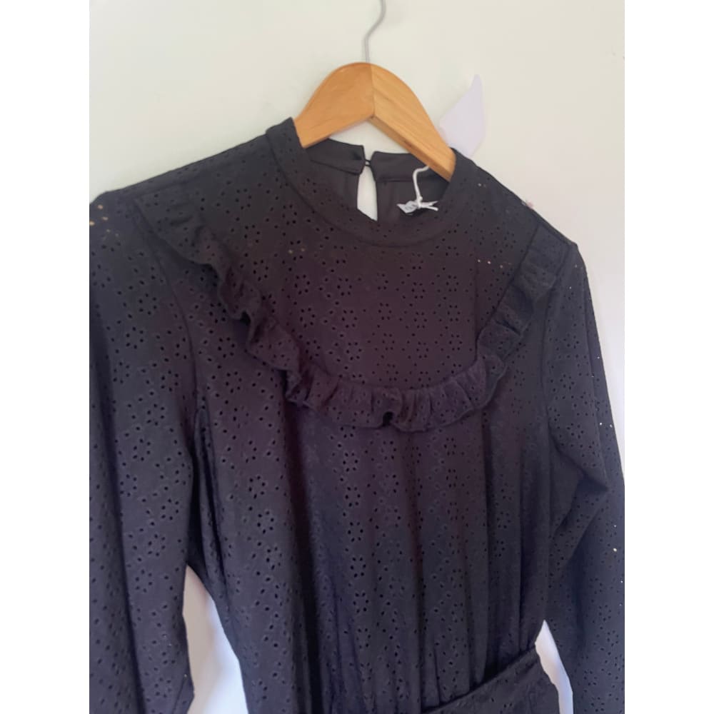 Oasis size m / 10 black lace look dress - dresses clothing & fashion - designer clearance - dresses women’s apparel