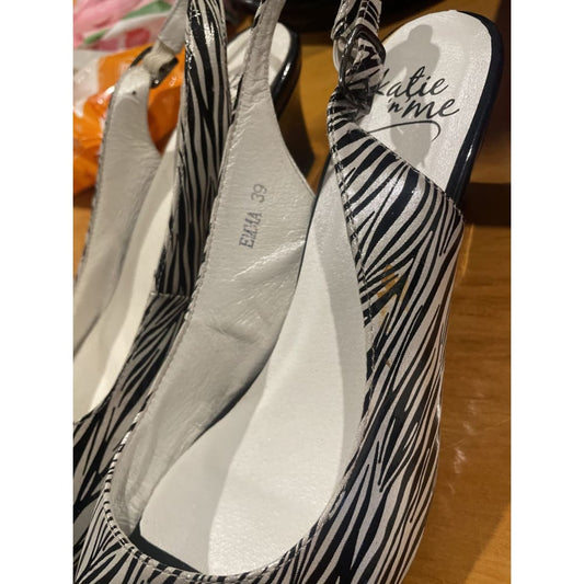 Katie & me size 8 / 39 leather slingback wedge heels (2x marks) - 8 / 39 - heels clothing & fashion - heels - shoes