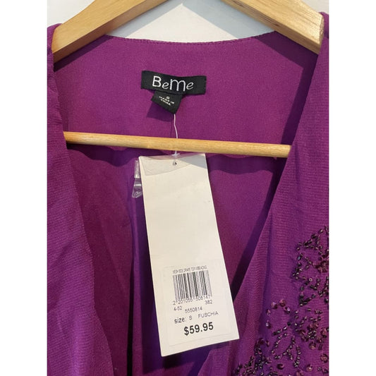 Bnwt beme size s mesh side drape beaded top - clothing tops blouse - clothing & fashion - top women’s apparel