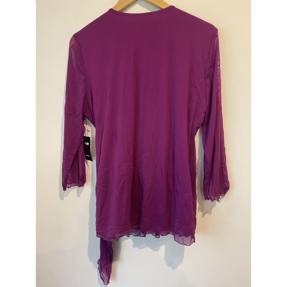 Bnwt beme size s mesh side drape beaded top - clothing tops blouse - clothing & fashion - top womenās apparel