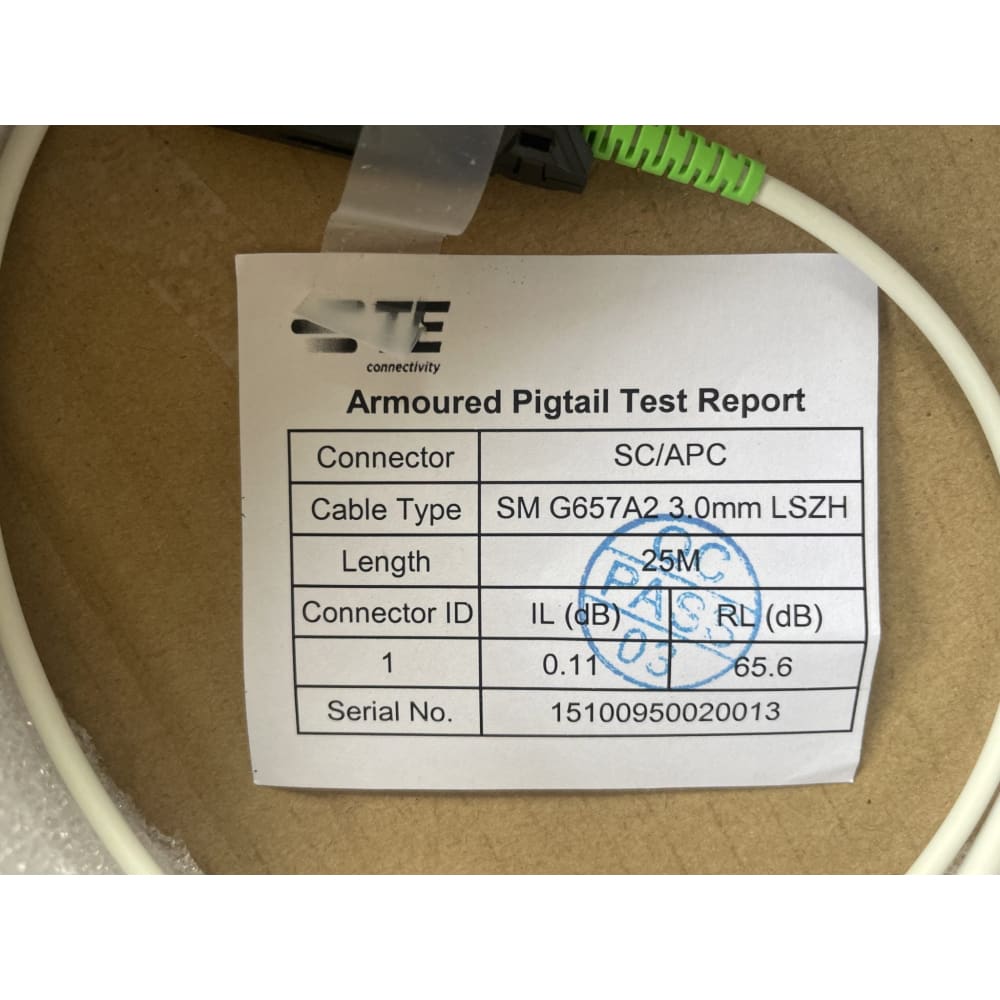 Te connectivity fibre optic patch cord 25m - sm g657a2 3.0mm - network cables cable electronics