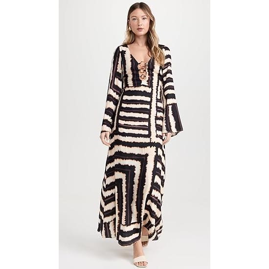 Seven wonders size l azure maxi dress noria print - dresses top women’s apparel