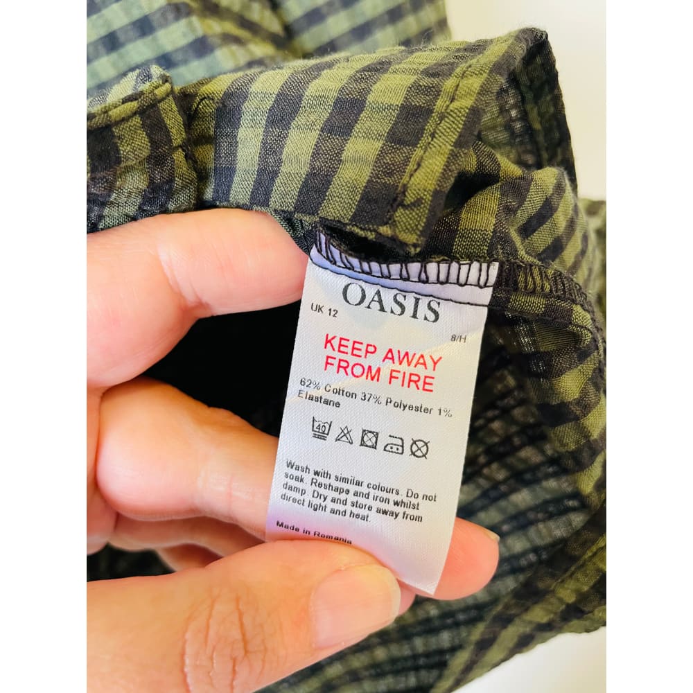 Oasis gingham top – size 12 (brand new cut-label cotton blend) - blouses blouse - bnew label cut branded clothing