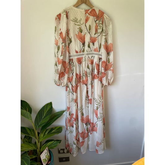 Oasis size 10 magnolia floral lace chiffon dress – brand new cut label - dresses bnew label cut branded clothing