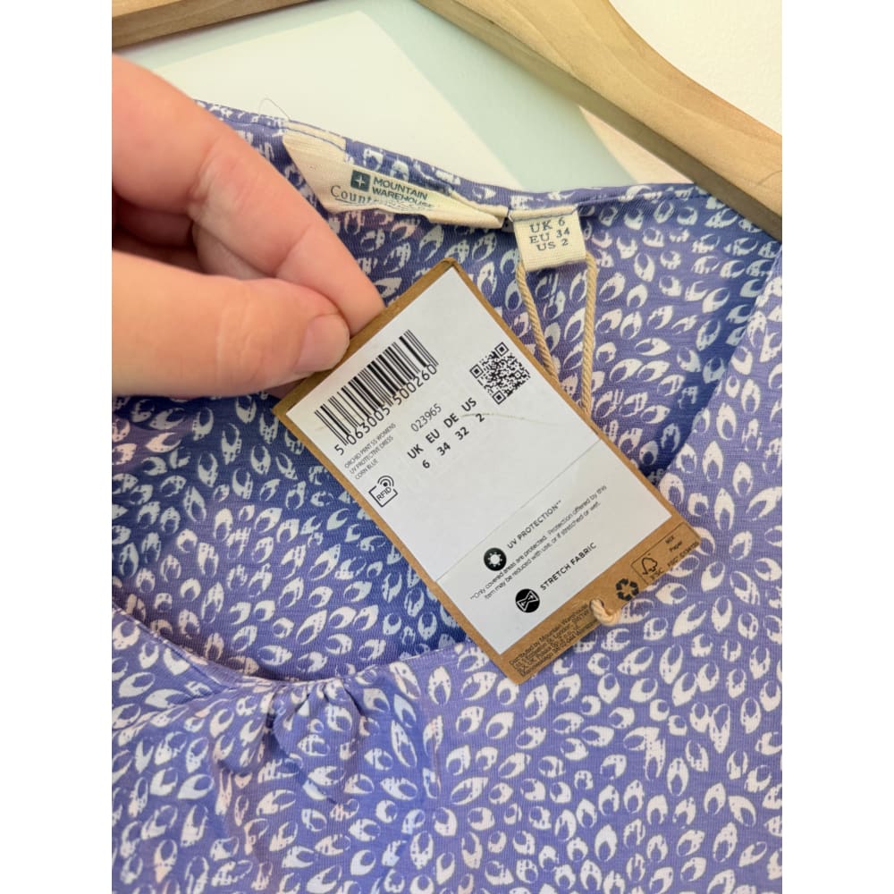 Mountain warehouse size 6 orchid print ss womens uv protective dress corn blue - dresses top women’s apparel