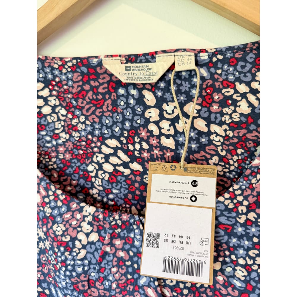 Mountain warehouse size 16 orchid print ss womens uv protective dress blue - dresses top women’s apparel