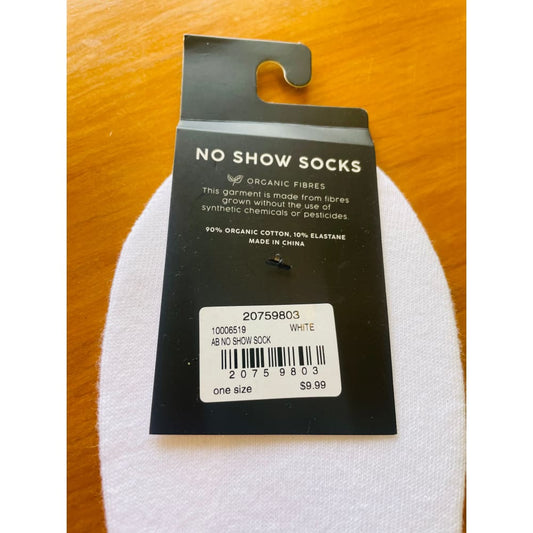 Absent organic cotton white no-show socks - osfa - socks underwear & basics men’s apparel