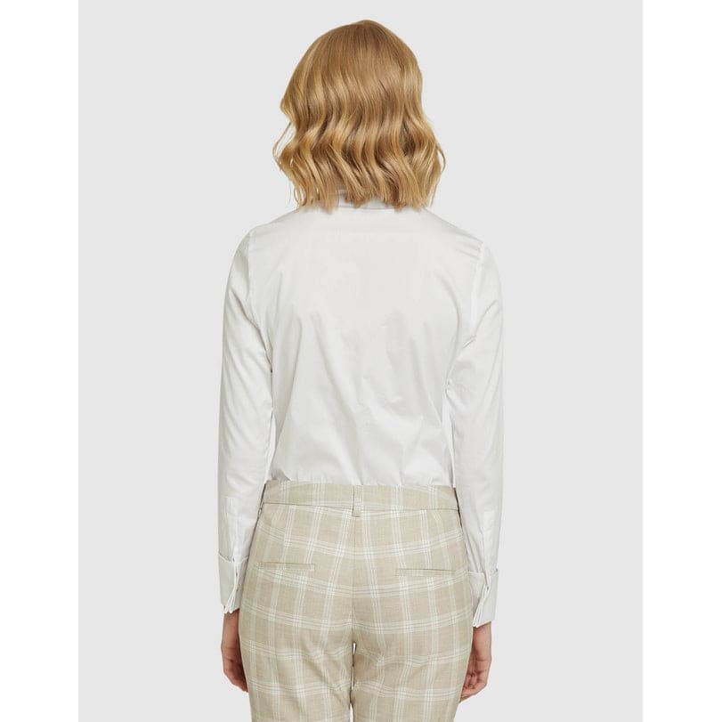Oxford angel french cuff stretch shirt – white size 8 - shirts top women’s apparel