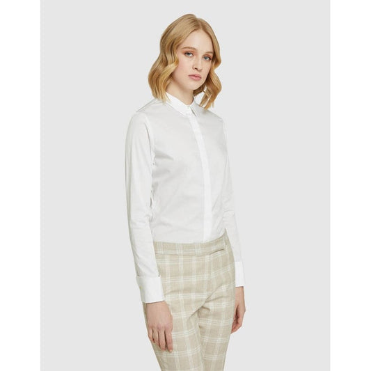Oxford angel french cuff stretch shirt – white size 8 - shirts top women’s apparel
