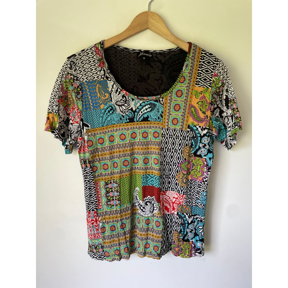 Mesmerise size m mosaic print top - t-shirts condition: used - top women’s apparel