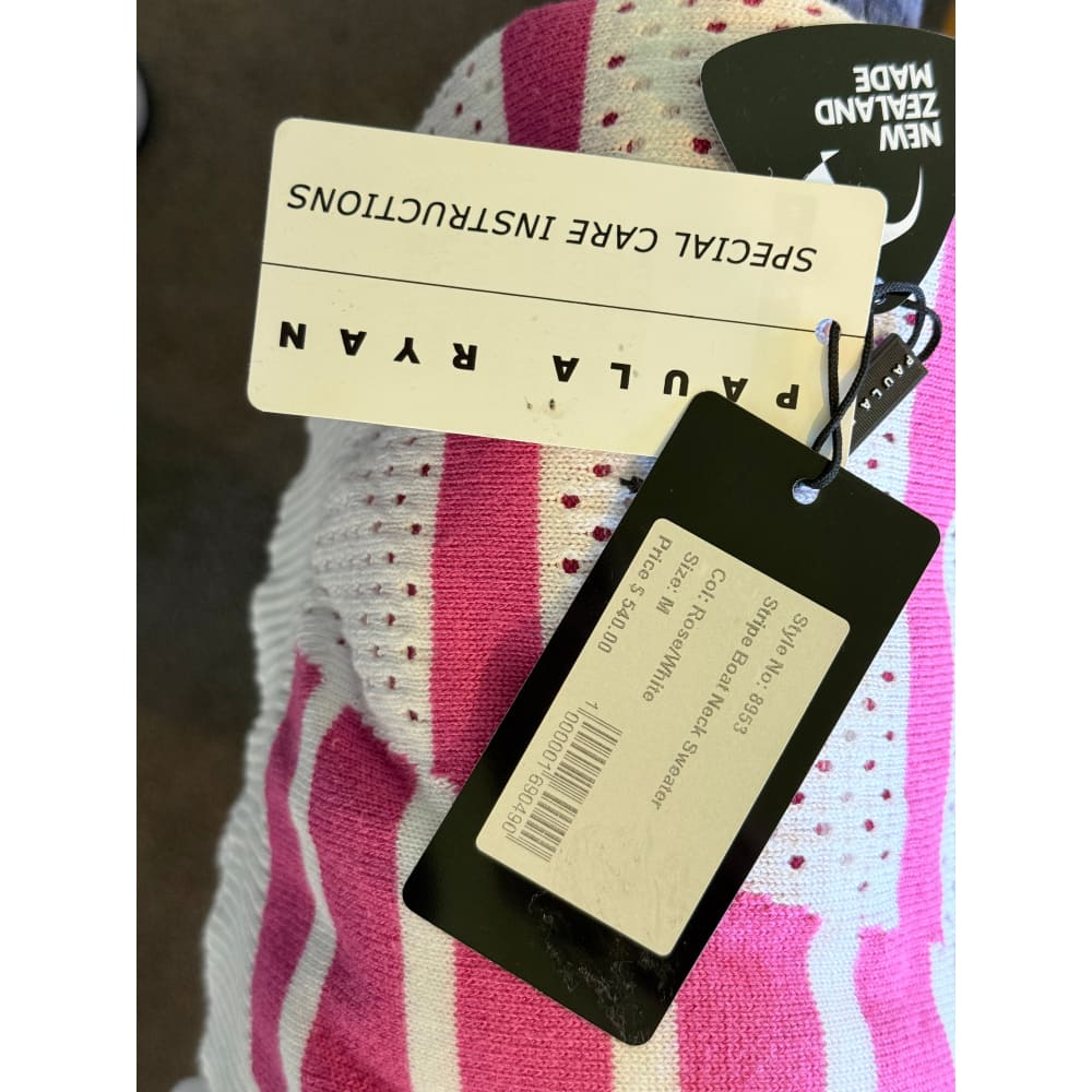 Paula ryan size m stripe boat neck sweater - rose/white rrp $540.00 - sweaters top women’s apparel