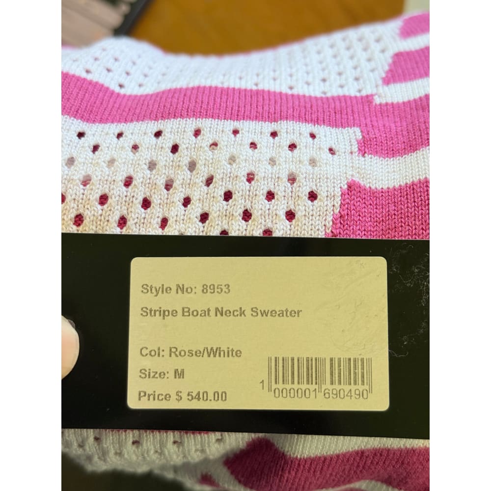 Paula ryan size m stripe boat neck sweater - rose/white rrp $540.00 - sweaters top women’s apparel