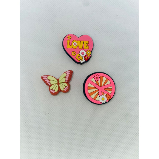 3x peace and positivity shoe charms - peace and positivity 2 - shoe accessories clogs - shoe accessories - shoe charms