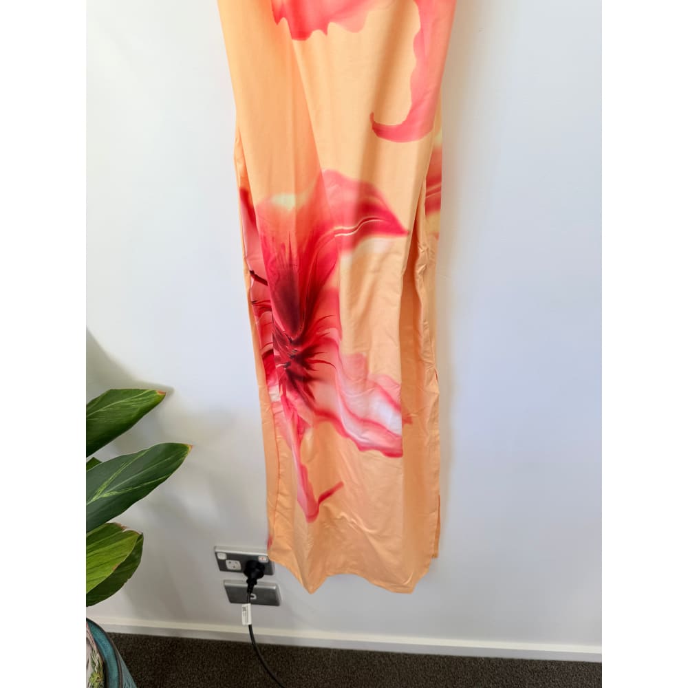 Shein size m peach floral print slip dress - dresses top womenās apparel