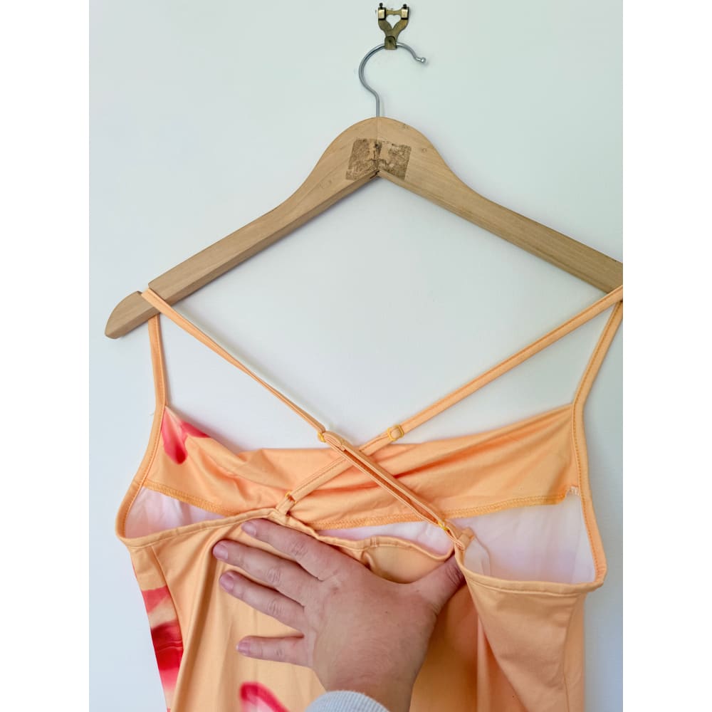 Shein size m peach floral print slip dress - dresses top womenās apparel