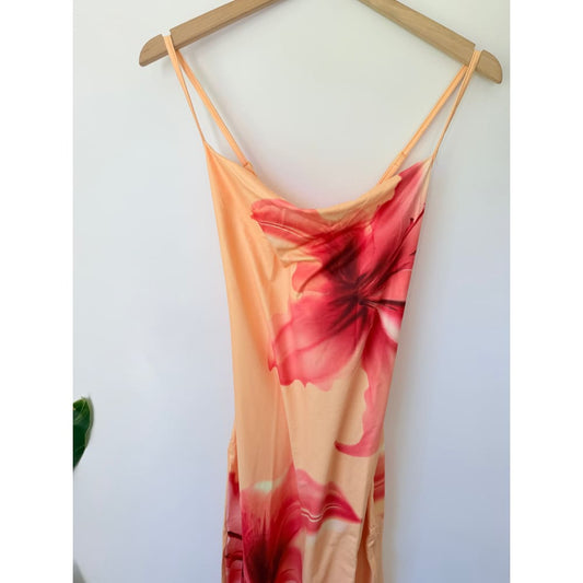 Shein size m peach floral print slip dress - dresses top women’s apparel