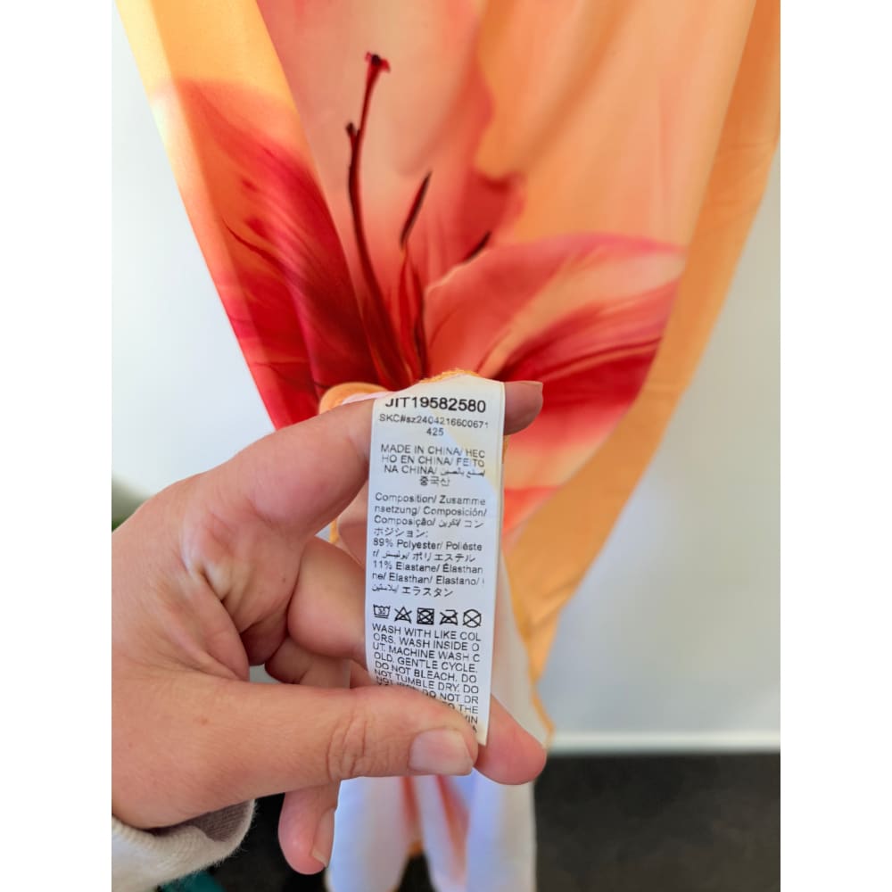 Shein size m peach floral print slip dress - dresses top womenās apparel