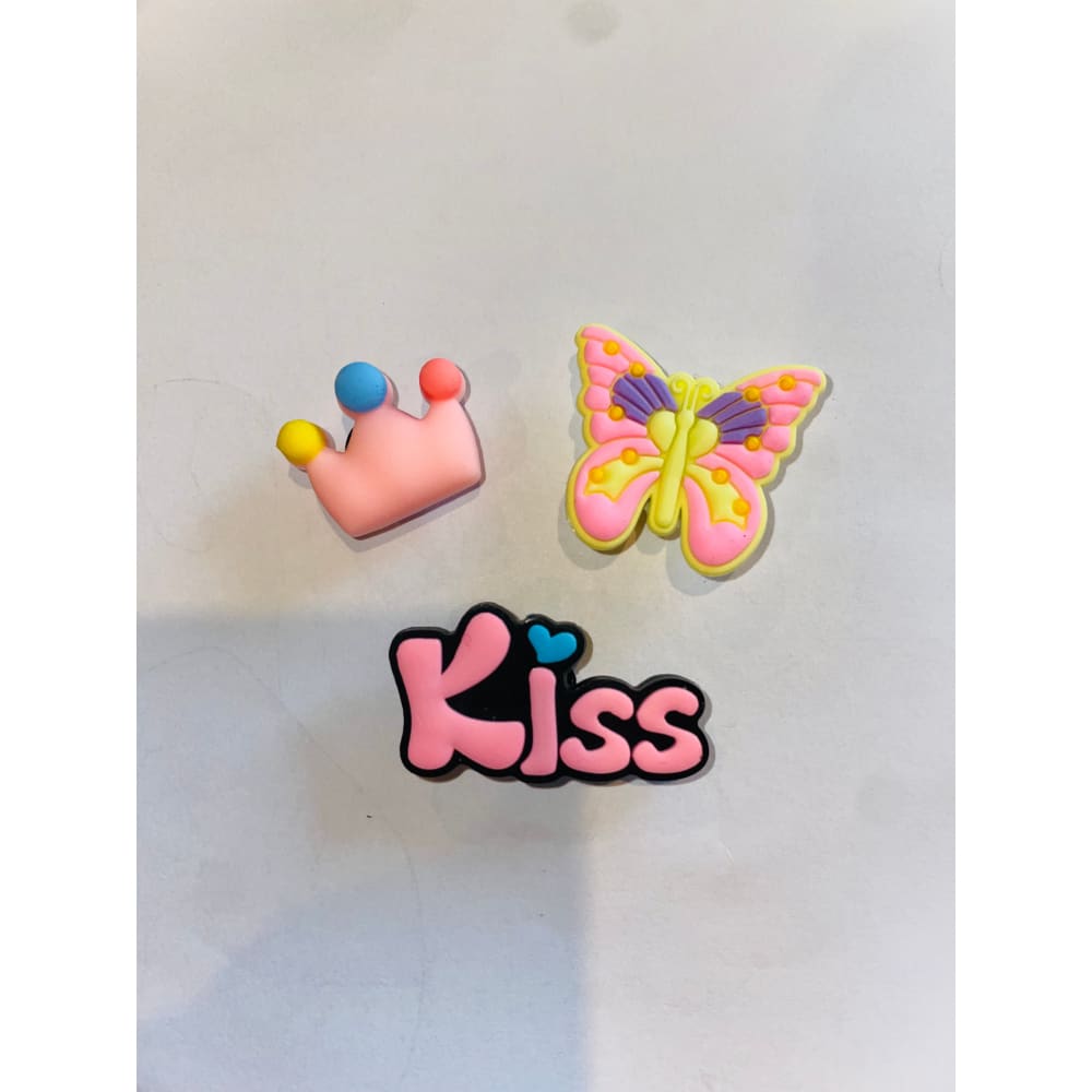3x cute crown rainbow & kiss shoe charms - shoe accessories clogs - shoe accessories - shoe charms fashion accessories