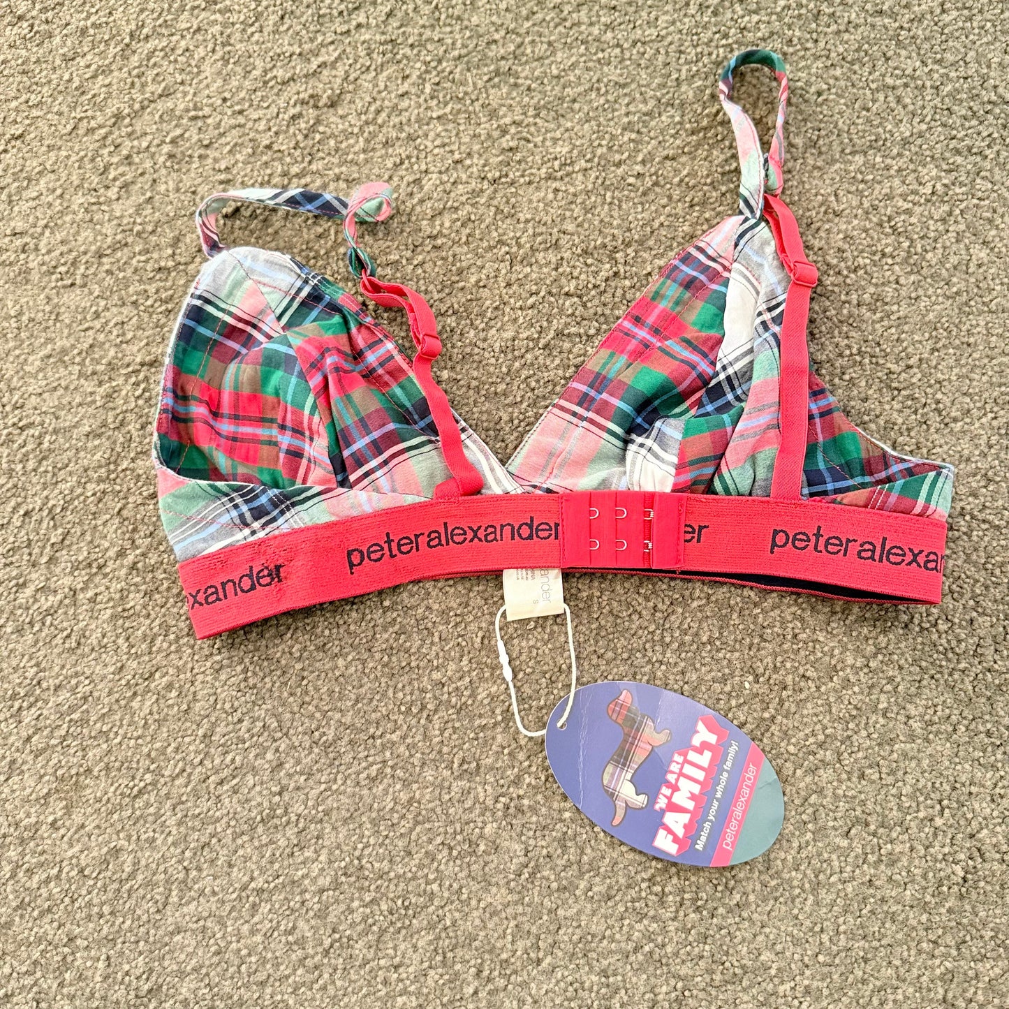 Peter alexander tartan bralette – red and green plaid – size small – brand new with minor mark rrp $45.99 - bras baby